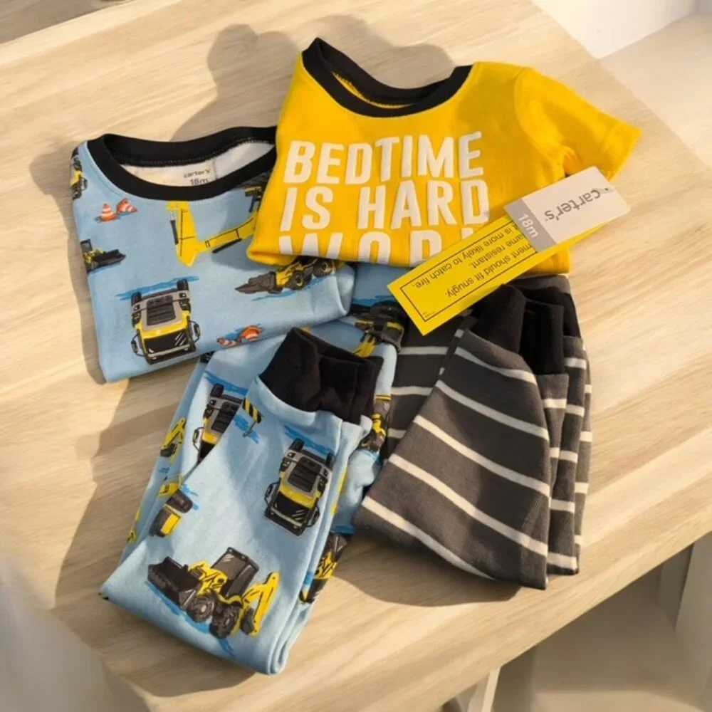 Carters TWO Pair of Snug Fit Pajamas Construction Theme Size 18 months New